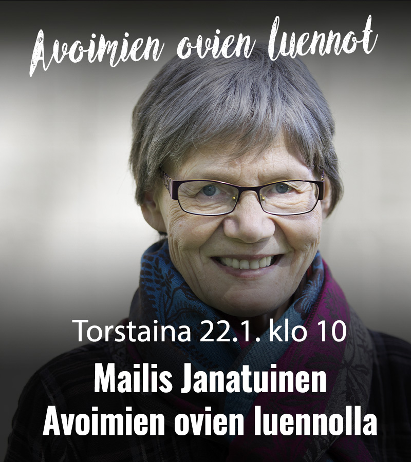 RAAMATTUOPISTO 2026 Mailis Janatuinen Avoimien ovien luennot 800x900