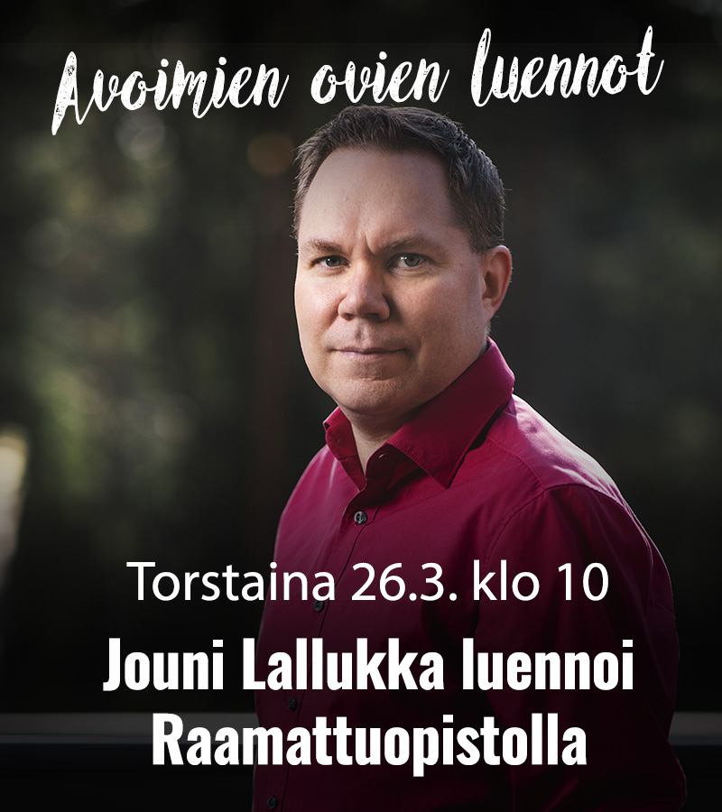 RAAMATTUOPISTO 2026 Jouni Lallukka Avoimien ovien luennot 800x900