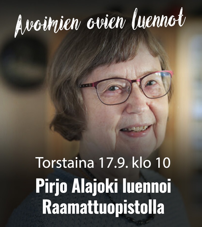 RAAMATTUOPISTO 2026 Pirjo Alajoki Avoimien ovien luennot 800x900
