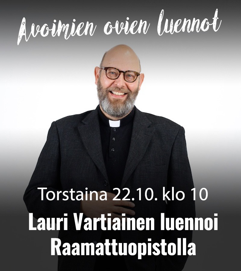 RAAMATTUOPISTO 2026 Lauri Vartiainen Avoimien ovien luennot 800x900